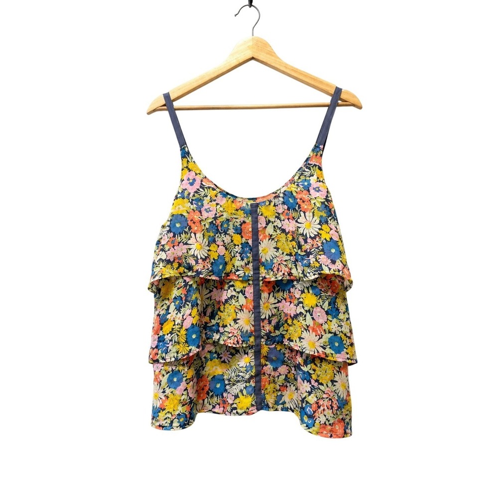 ELIOT Babydoll Cami Top Womens Medium Fairy Sheer Boho Silk Tank Festival Floral